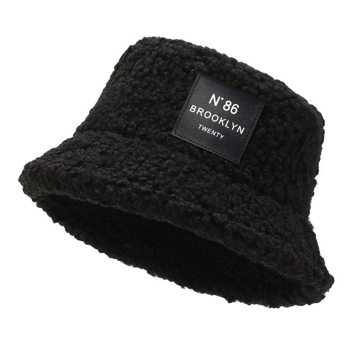 

Мужская и женская шляпа рыбака с этикеткой N86, модная теплая шляпа из овечьей шерсти, кепка с плоским верхом для путешествий и пляжа чёрный