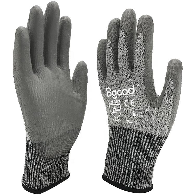 HPPE Knitted Cut Resistant Level 5 PU Coated Construction Flexible Custom logo Cut-proof Gloves (Gray,L&Cut-Protection Gloves) серый