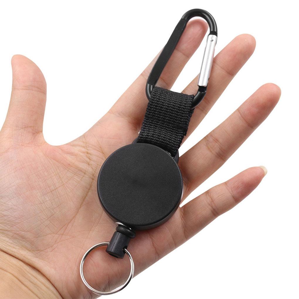 Wire Rope Buckle ABS Anti-theft Security Camping Ring Carabiner Outdoor Black Students with Tools Retractable Climb King