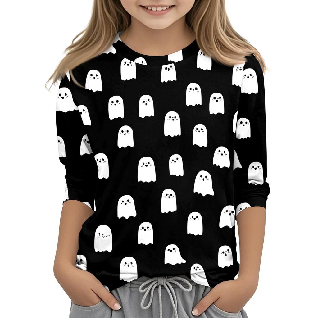 Laste 3/4 varrukatega trükitud O-kaelusega top igapäevane vabaaja T-särk