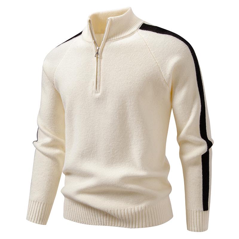 2025 Winter Men's Korean Style Half-Zip Stand Collar Knit Pullover, Plus Size Casual Base Layer