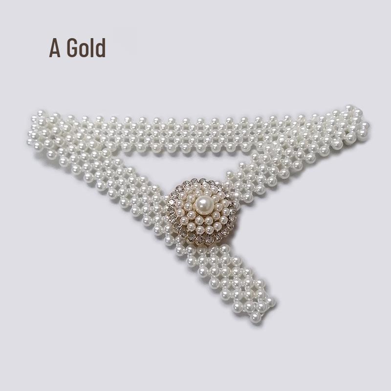 Eleganter Perlen Damen Elastischer Taillengürtel für Röcke und Kleider - Vielseitiges und Schlichtes Kettendesign