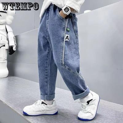 Jungenjeans Frühling und Herbst Hosen Kinder Locker Lässig Hübsch Jungenhosen Trendig