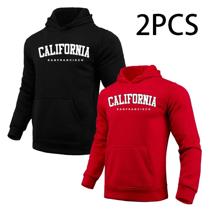 2 In 1 Hoodie for Man California Print Autumn Winter Daily Casual Sporty Sweatshirt Home Outdoor Comfort Warm Fashion Pullover