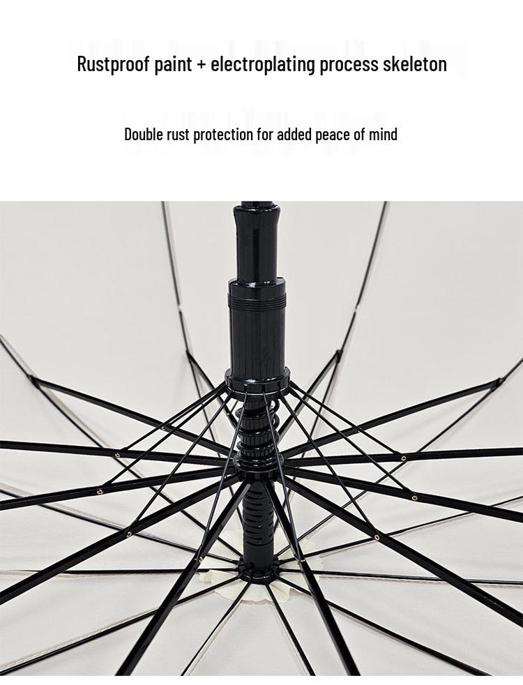 12-Rib 24-Rib Long-Handle Straight Men's Umbrella for Two, Business Advertising, Sun and Rain Protection