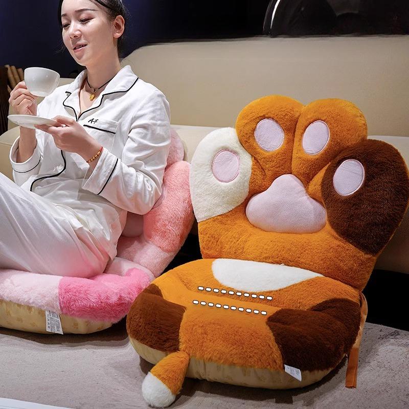 Cat Paw Back Fluffy Pillows Plush Chair Cushion Sofa Mat Office Chair Seat Pillow Back Cushion Plush Pillowcase Seat Cushions