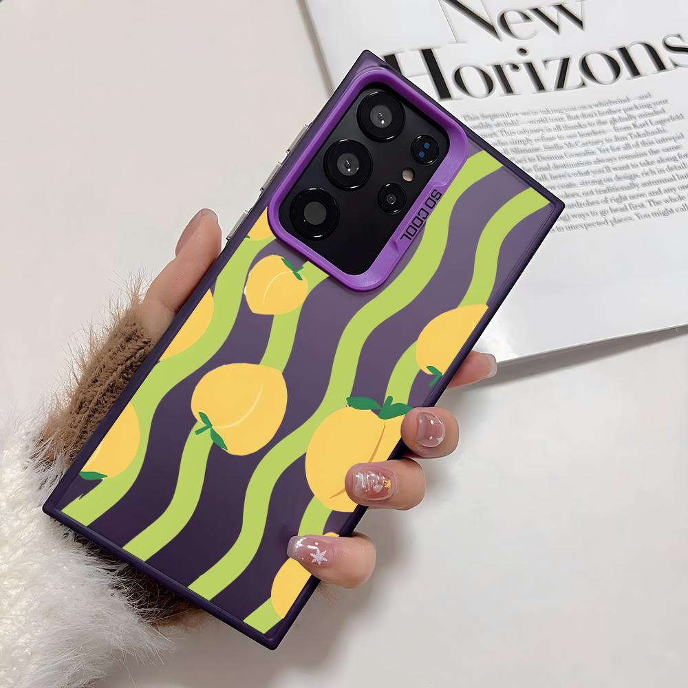 Ins Fruit Fashion Phone Case For Samsung Galaxy S25 Edge S24 S23 S22 S21 S20 Ultra Funda Silicone Silver Cover