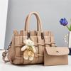 Lychee Leather Handbag and Purse For Women, Ladies Top Handle Satchel Tote with Hanging Ornament, Girls Crossbody Shoulder Bags