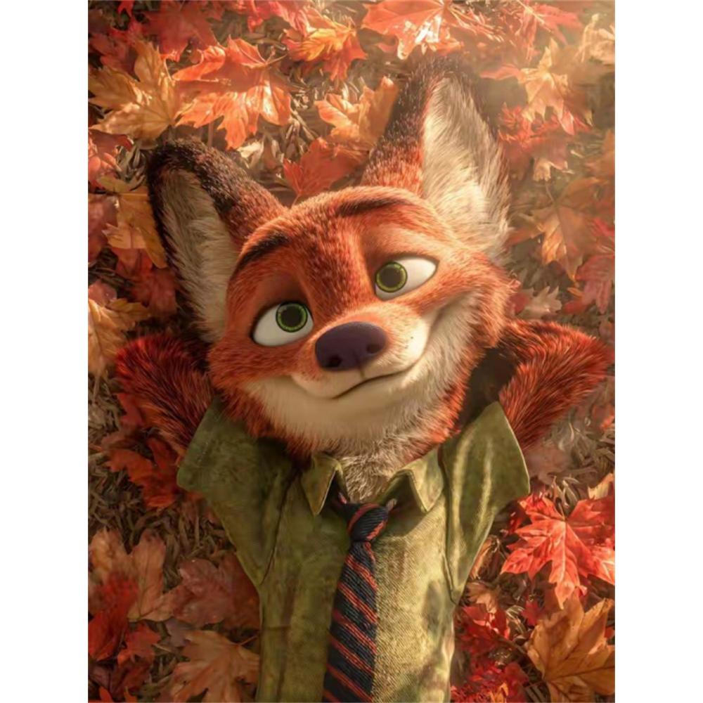 

Disney 5D DIY Diamond Painting Nick Wildes Autumn Healing Illustrations Cartoon Full Diamond Mosaic Diamond Painting Art Wall Decoration Set Round 20x30cm
