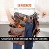 Tool Belt, 19 Pockets, Adjusts from 32 Inches To 54 Inches, Polyester Heavy Duty Tool Pouch Bag, Detachable Tool Bag for Electrician, Carpenter,