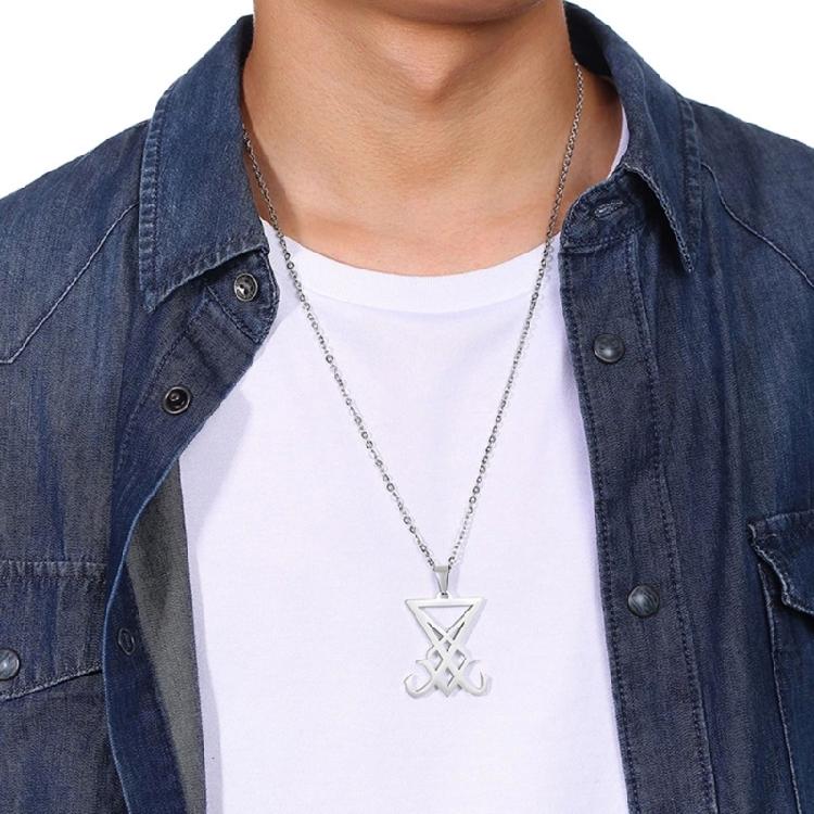 Sigil of Lucifer Pendant Necklace Devil Jewelry Men Gifts Not Easy to Fade
