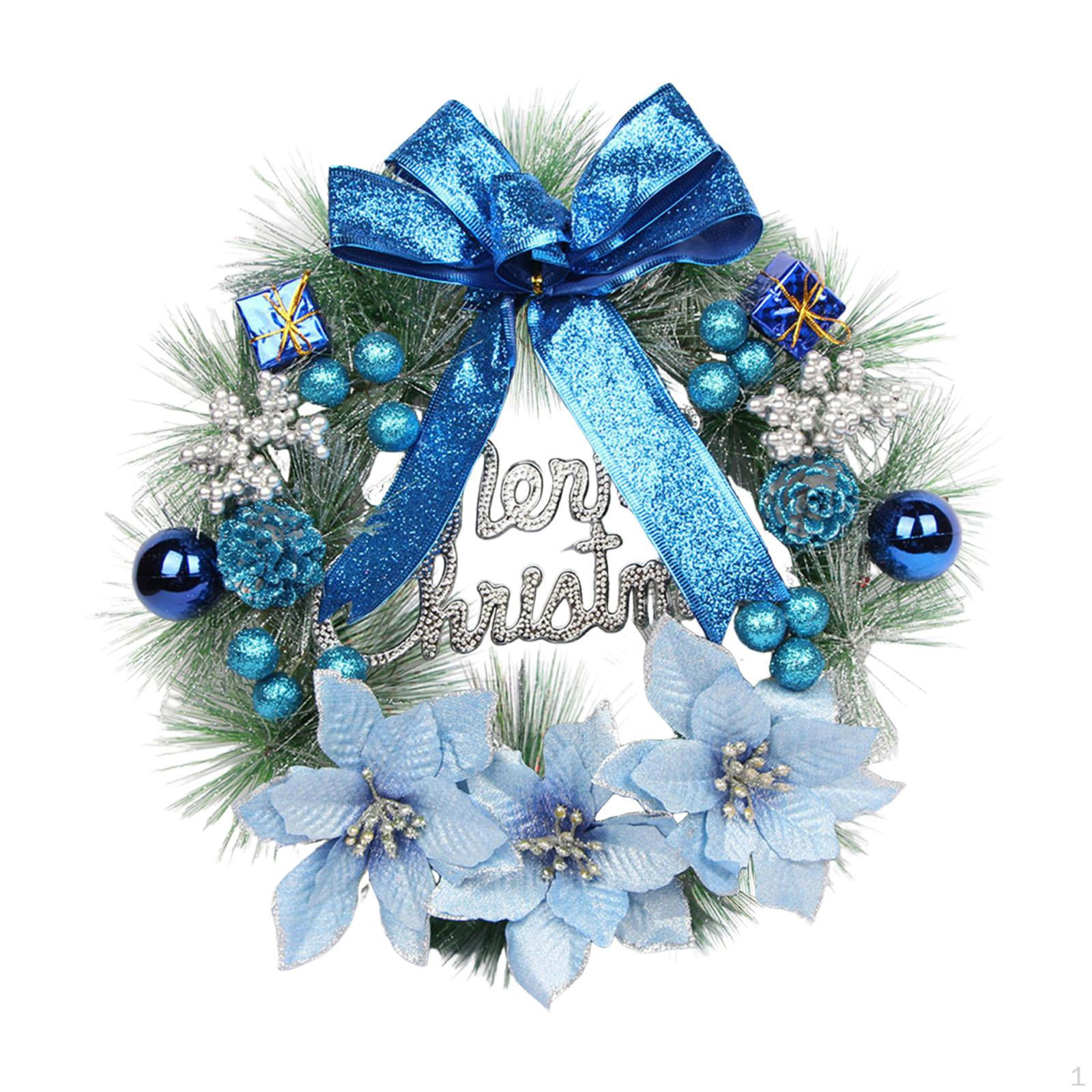 

30cm Christmas Wreath, Hanging Decoration, Wreath for Year s, Holidays, Winter синій