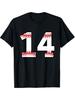 unisex'S Baseball Jersey Number 14 T-Shirt - 100% Breathable All-Season Comfort, Red & Baseball Stitch Design, Round Neck Short Sleeve Casual Sports F