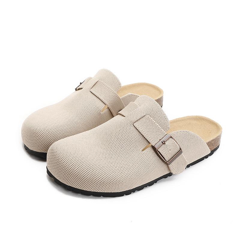 

Летающая вязка полу-тапочки с плоской подошвой удобные вязаные повседневные сумка-голова с одной педалью женские тапочки 40 абрикосовый