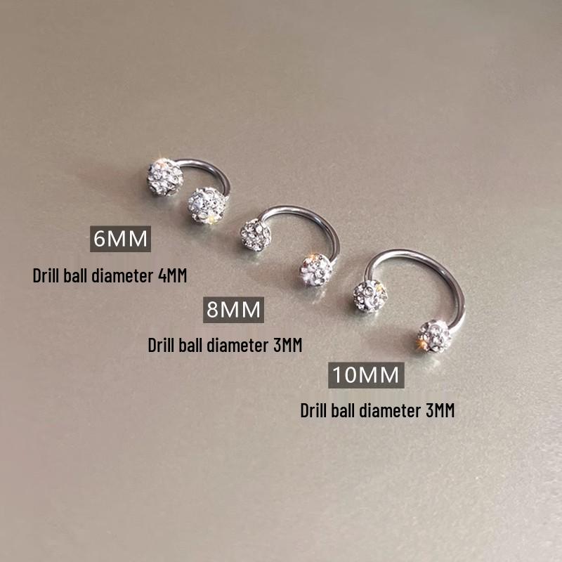 Dámské náušnice z titanové oceli: Dvouhlavá otočná spona, design dvou kroužků podkovy, výklenkový styl, nositelné při spánku.