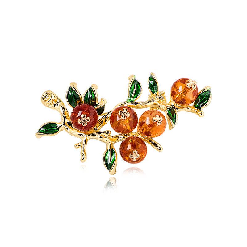 

SKEDS Creative Classic Enamel Berry Persimmon Badges Pins For Women Lady Elegant Vintage Drip Oil Brooches Coat Suit Buckle Pin оранжевый