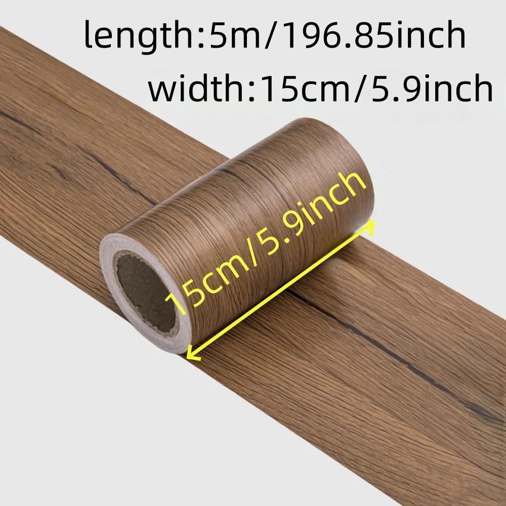 1Roll 5M/196.85inch Realistic Wood Grain Repair Adhensive Duct Tape Floor Furniture Renovation Skirting Line Sticker