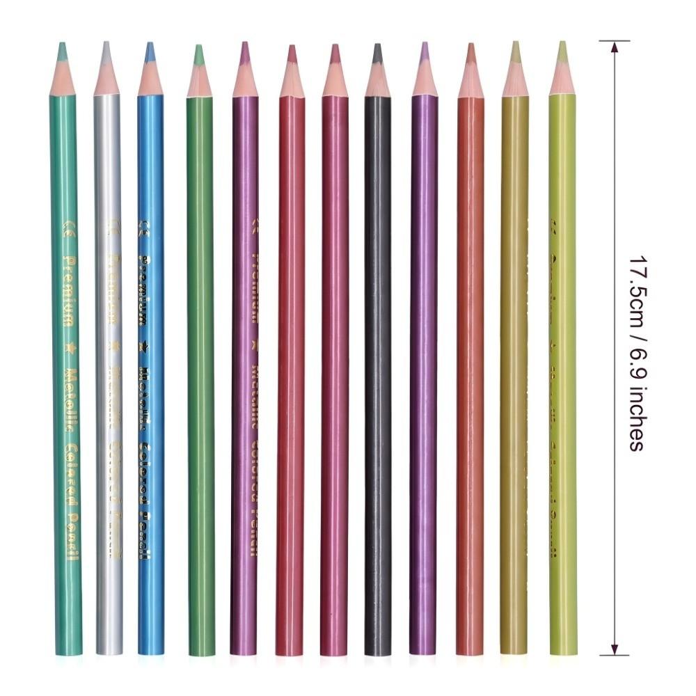 12PCS 12 Colors Metallic Pencils Durable wood Neon Pencils Stationery Set Pencil Set  Adults