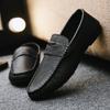 Man Casual Shoe Flat Loafers Black Leather Shoes Men Soft Moccasin Round Toe Fashionable Business Casual Shoes Size 45 Zapatos