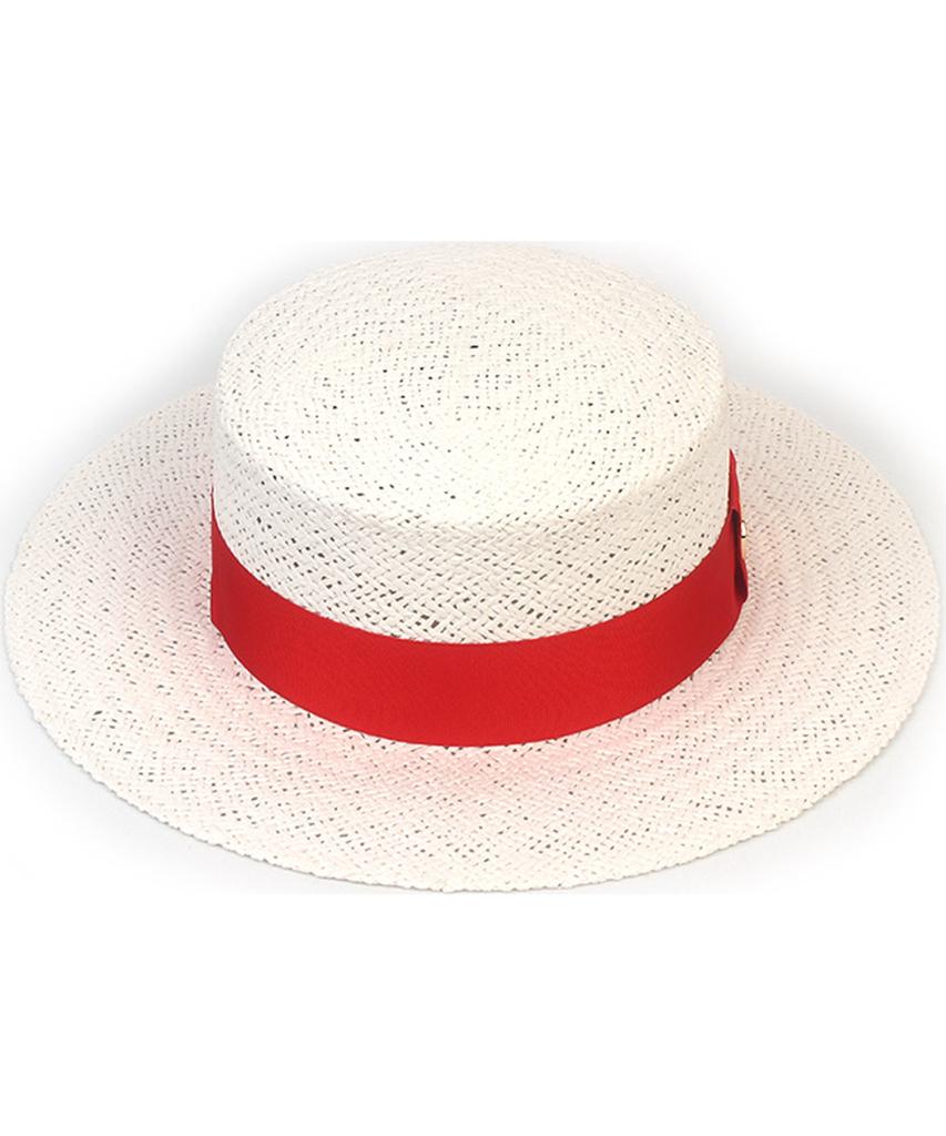 White Red Line Panama Hat