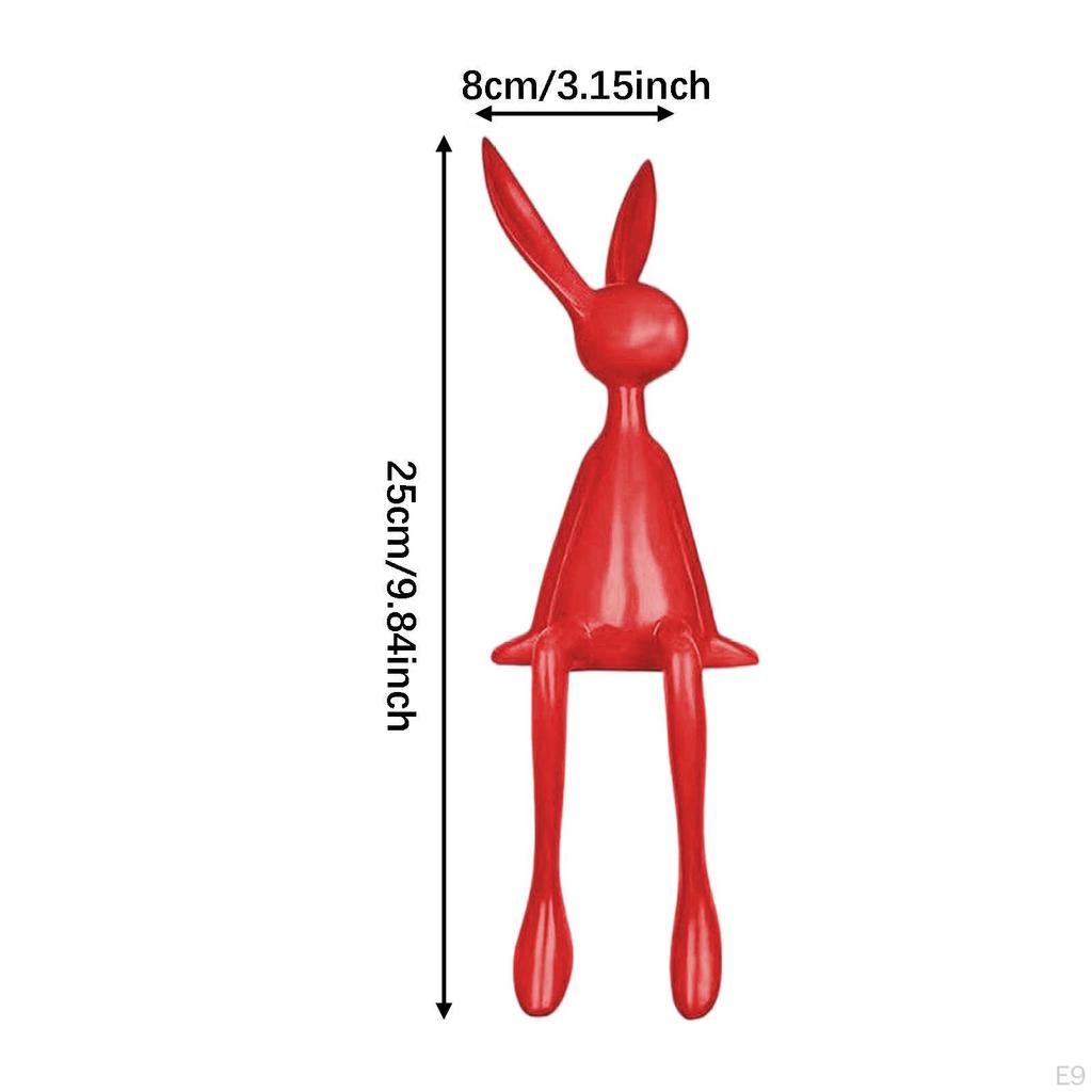Sitting Bunny Statue Collection Sculpture for Entryway Shelf Living Room White