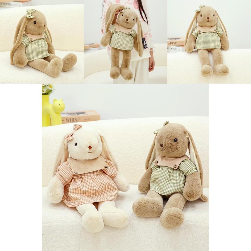 Adorable Long Eared Bunny Plush Toy Soft Coffee Colored Rabbit Doll Ideal Birthday Gift