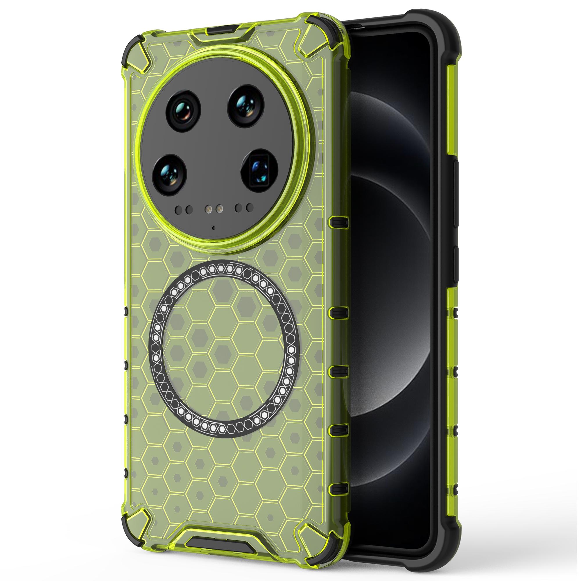 

For Xiaomi 14 Ultra Magnetic Case Honeycomb Reinforced Corners TPU+PC Phone Cover Green