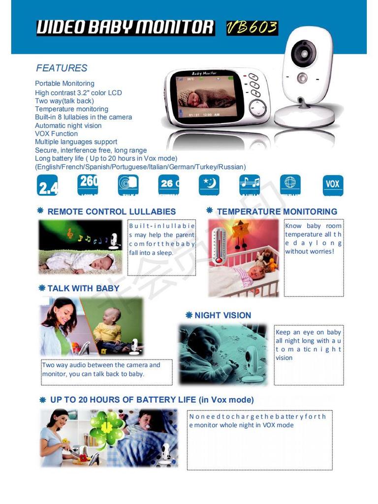 3.2" Baby Monitor with Camera for Home Use