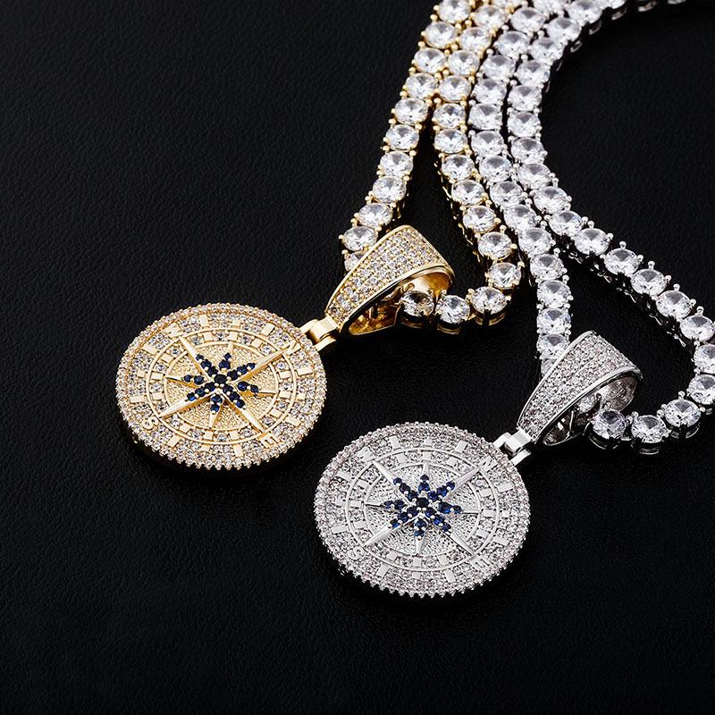 

Compass Zircon Pendant: Trendy Hip Hop Necklace for Men and Women