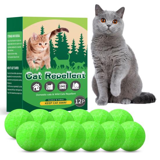 12 Pcs Cat Repellent Balls Long-Lasting Aroma Balls with Peppermint Oil Dog Repellent Ball Keep Cats Out