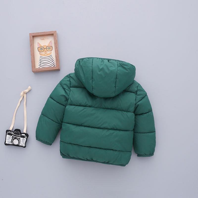 Kids Winter Warm Plush Hooded Coat Solid Color Children's Down Padded Jacket