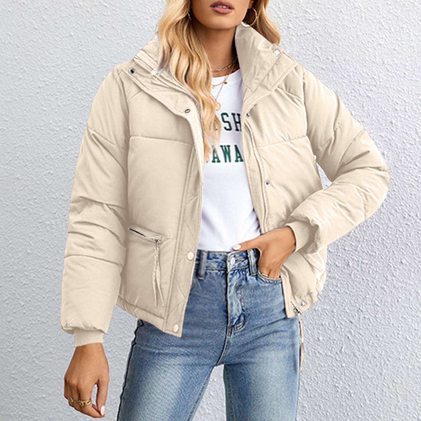 

Женское пальто, однотонное, модное, на молнии, куртка с хлопковой подкладкой, свободное пальто с хлебной подкладкой, куртка с хлопковой подкладкой XL белый