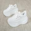Fashion 10CM Women's Autumn Thick Bottom Shoes Breathable Microfiber Leather Vulcanize Flat Platform Sneakers White Walking Shoes