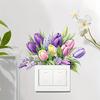 Yousheng Watercolor Tulip Flower Switch Sticker, Removable Floral Wall Decal for Light Switch, Outlets, Ledge, Bedroom, Living Room, Classroom Decor