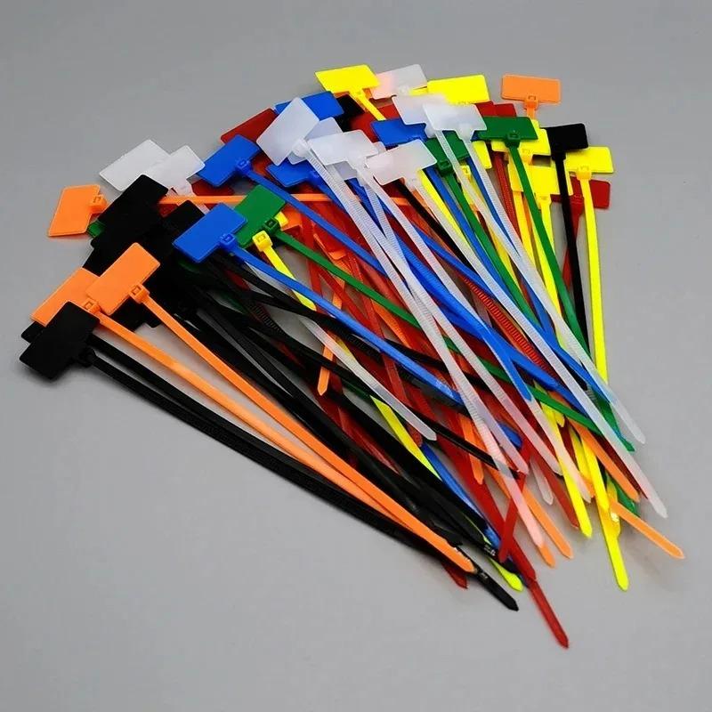 50pcs Nylon Label Self-locking Cable Tie Color Mark Disposable Plastic Buckle Waterproof Cable Wire Mark Cable Tie