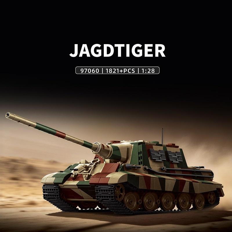 1821pcs Military Series Tiger Tank Destroyer Model Assembly Blocks MOC Display Piece Collectible Educational Toy Vehicle Model