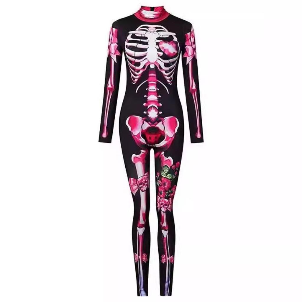 Halloween Skulls And Bones Trykt Jumpsuit Foreldre-Barn Kostyme