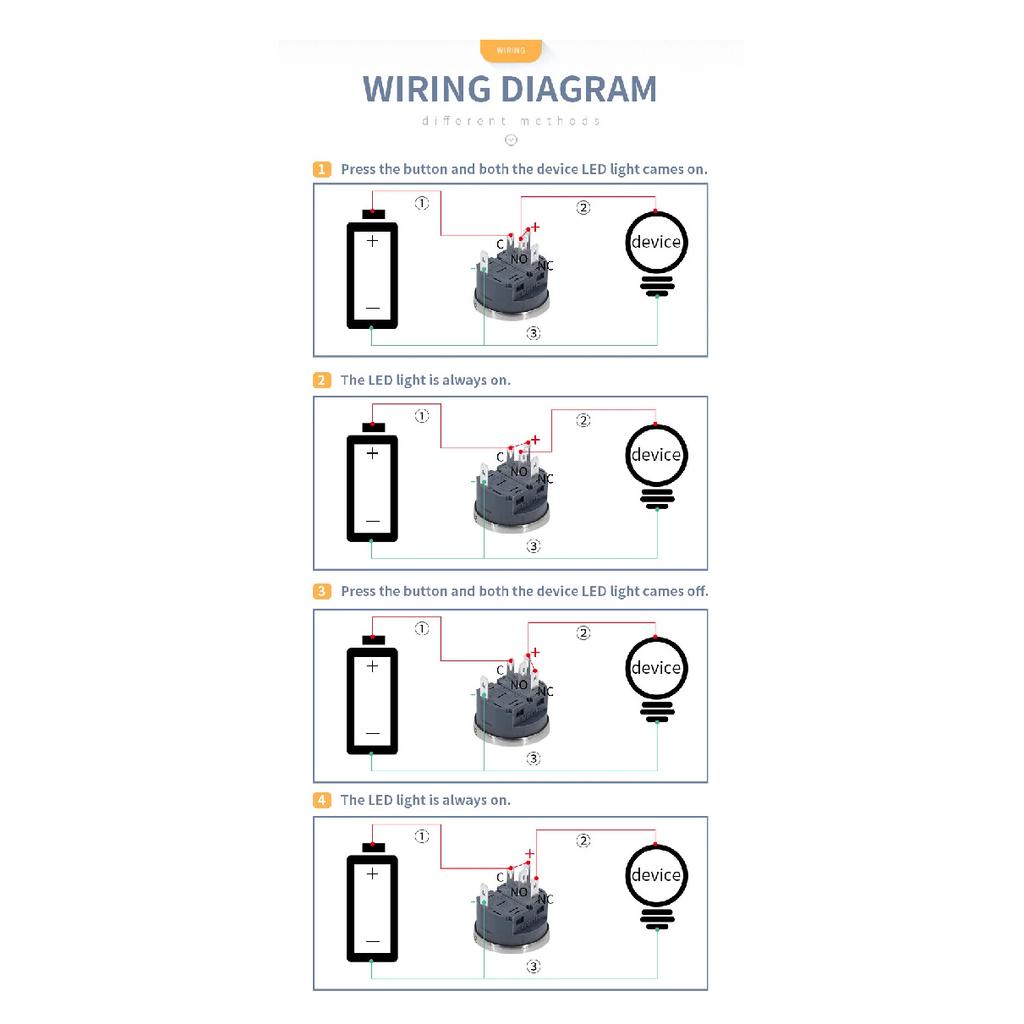 22mm Small Metal Button Latching Momentary Power Push Button Switch 3-6V/12V/24V/220V 5A for DIY Computer Car Panel Modification