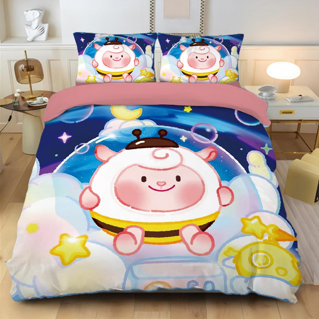 Games Eggy Party Bedding Set Cartoon Eggy 3D Printing Quilt CoverGame Themed Children's Room Decoration Kit Single Twin Full