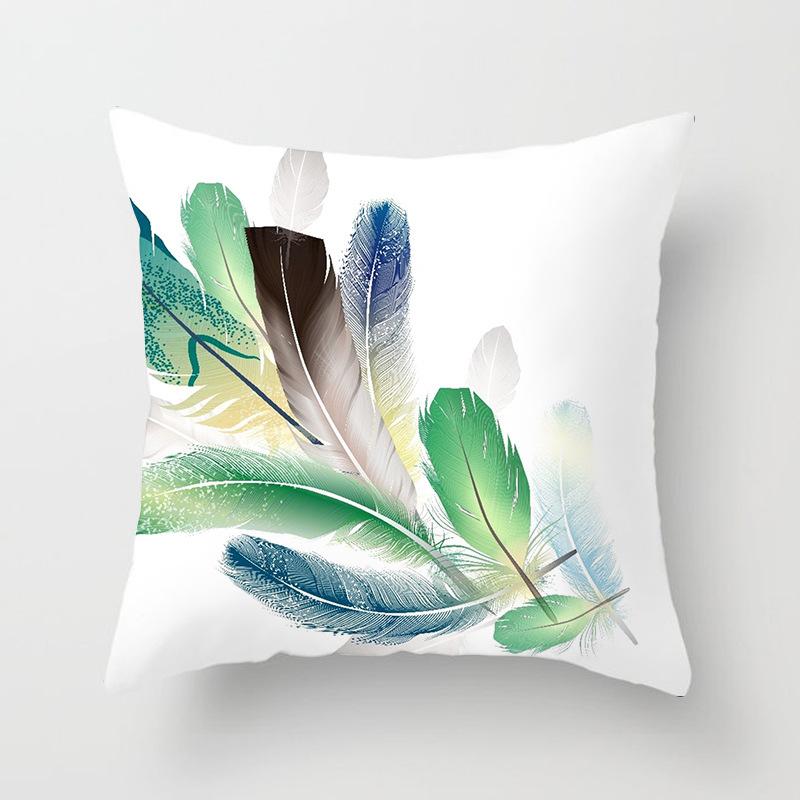Home Decor Colorful Feather Patterns Pillowcase for Home Pattern Cushion Cover Suitable for Sofa Bedroom Car Pillow Cover