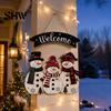 Christmas Tree Hanging Decorations Wooden Sign, Rustic Holiday Wall Decor with Santa Claus Door Hanger Reindeer And Snowman Patterns for Home & Window