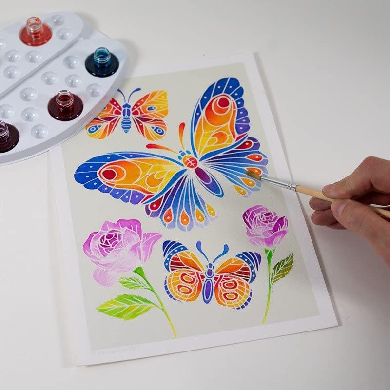 AQUARELLUM JUNIOR Watercolor Coloring Set Paint Set for Children and Adults Made In France Authentic Japanese Product and - - - (Flowers Butterflies)
