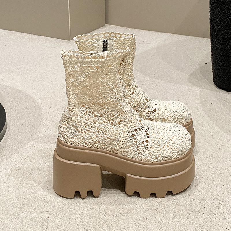 Fashion 10CM Platform Women's Ankle Boots Mid Heels Fashion Winter Shoes Designer Chelsea Boots New Goth Trend Walking Short Mujer Botas