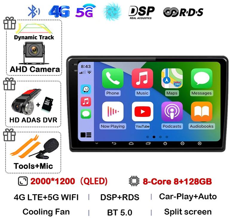 Android 14 Wireless Carplay Auto For Ford Fusion 1 2005-2012 Car Radio GPS Navigation Multimedia Video Player 4G WIFI Stereo