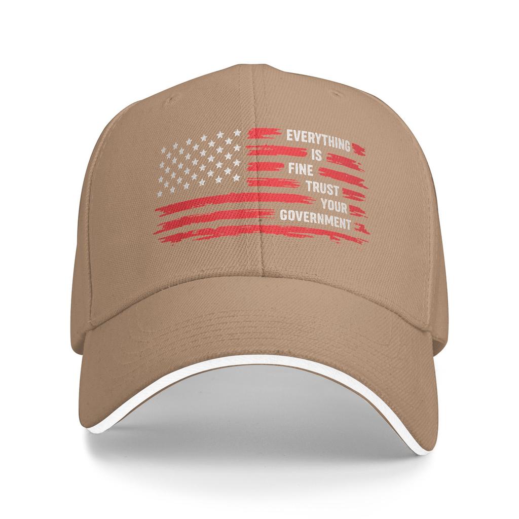 Everything is Fine Trust Your Government Sun Baseball Cap Summer Streetwear Trucker Hat For Male Tennis Skate Baseball Caps