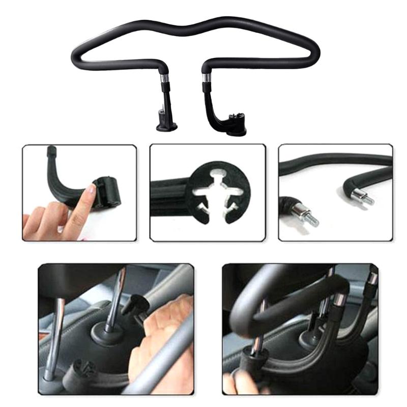 Double Clamp Auto Seat Clothes Organizers Nonslip Silicone Base Foldable Stainless Steel Rod 8kg Capacity For Office Wear Casual Outfits
