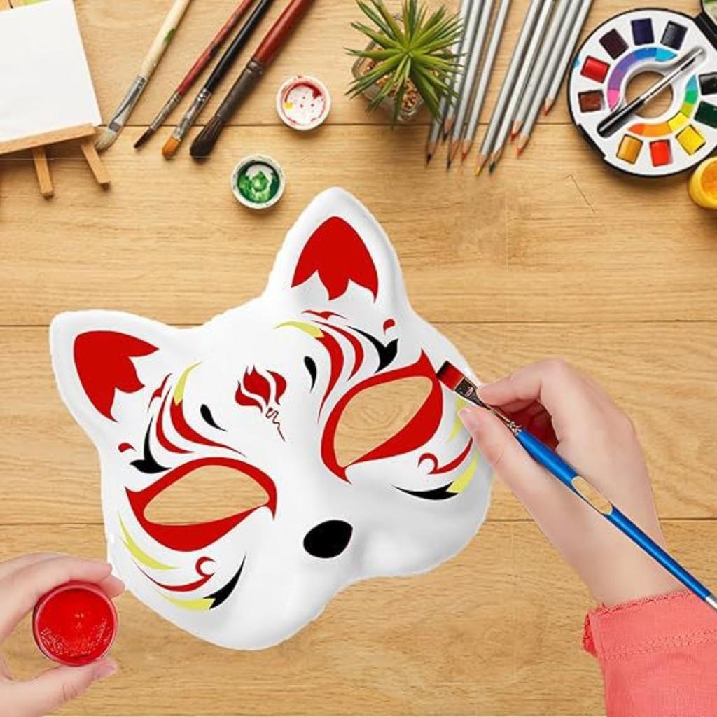 White- Plastic Cat Mask, White- Role-Playing Anime Party Half Costume, Diy Mask