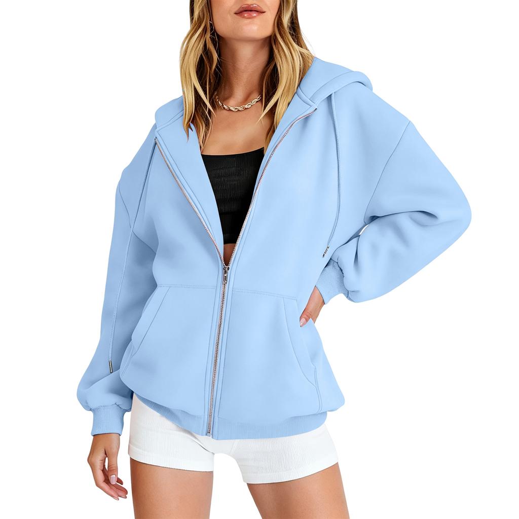 Women’s Loose Fit Zip Up Cardigan Hoodie Casual Long Sleeve Relaxed Style Outerwear for Fall and Spring