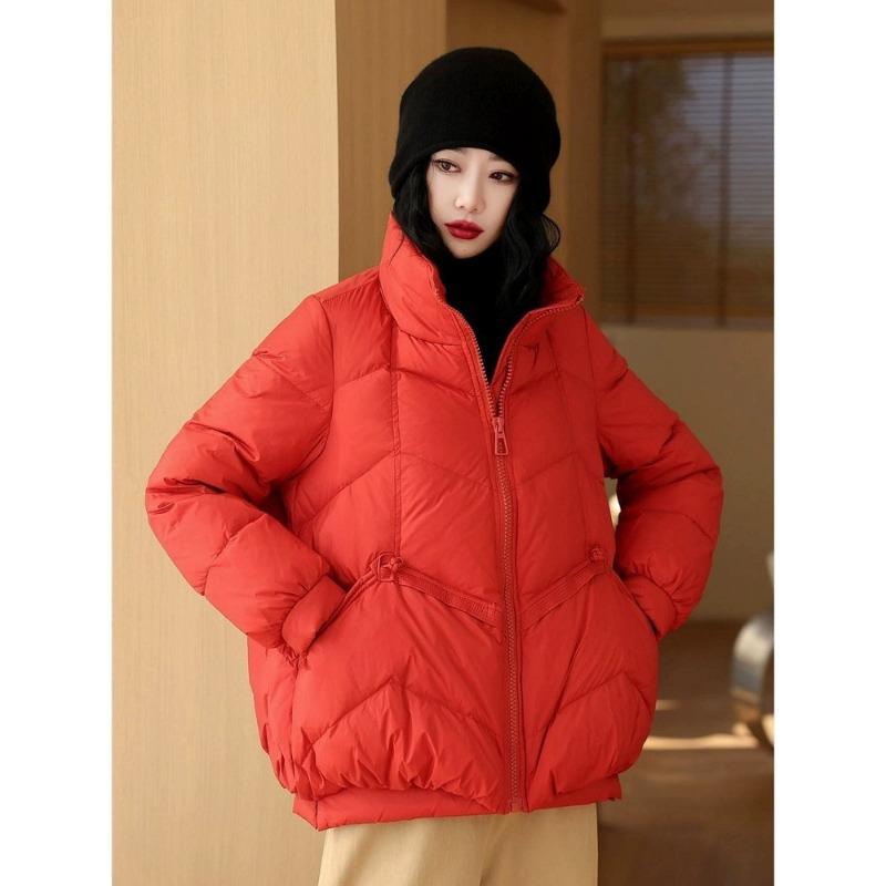 Spring down jacket women's loose and thin stand-up collar short warm white duck down jacket spring new