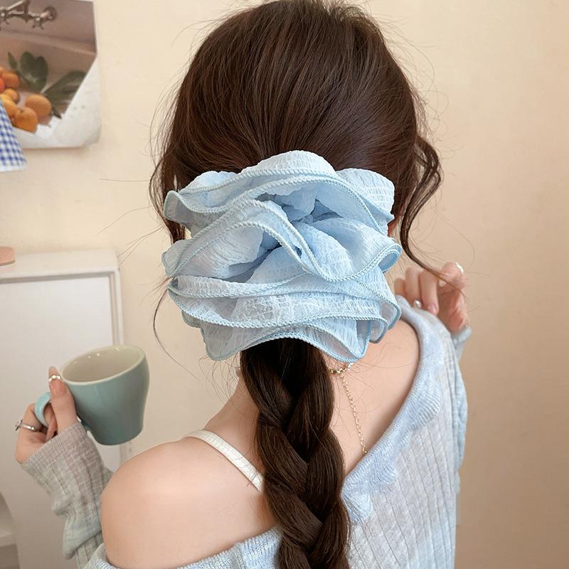 Early spring fresh large intestine hair band simple striped lace headband 2025 new high-end rubber band women's hair tie rope